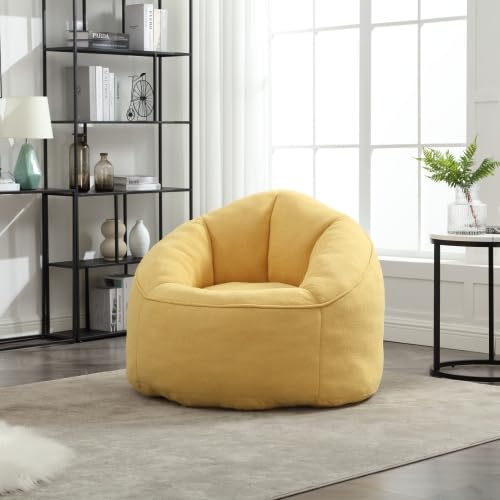 Yellow Memory Foam Bean Bag Chair with Ottoman I324017