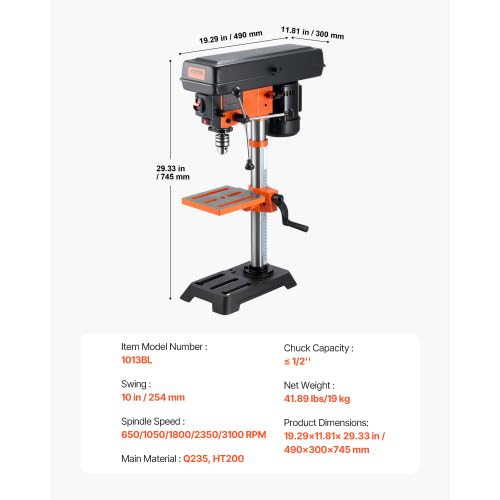 10'' 5-Speed Cast Iron Benchtop Drill Press Q47127
