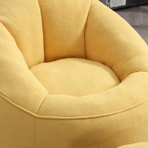 Yellow Memory Foam Bean Bag Chair with Ottoman I324017