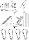 Silver 5 FT Metal Flagpole Kit and 304 Stainless Steel Flagpole Clips E758195
