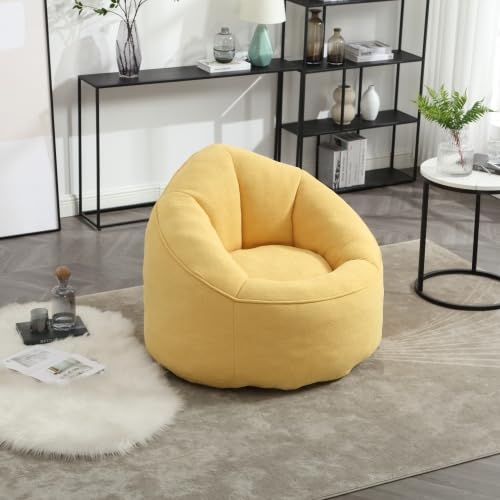 Yellow Memory Foam Bean Bag Chair with Ottoman I324017