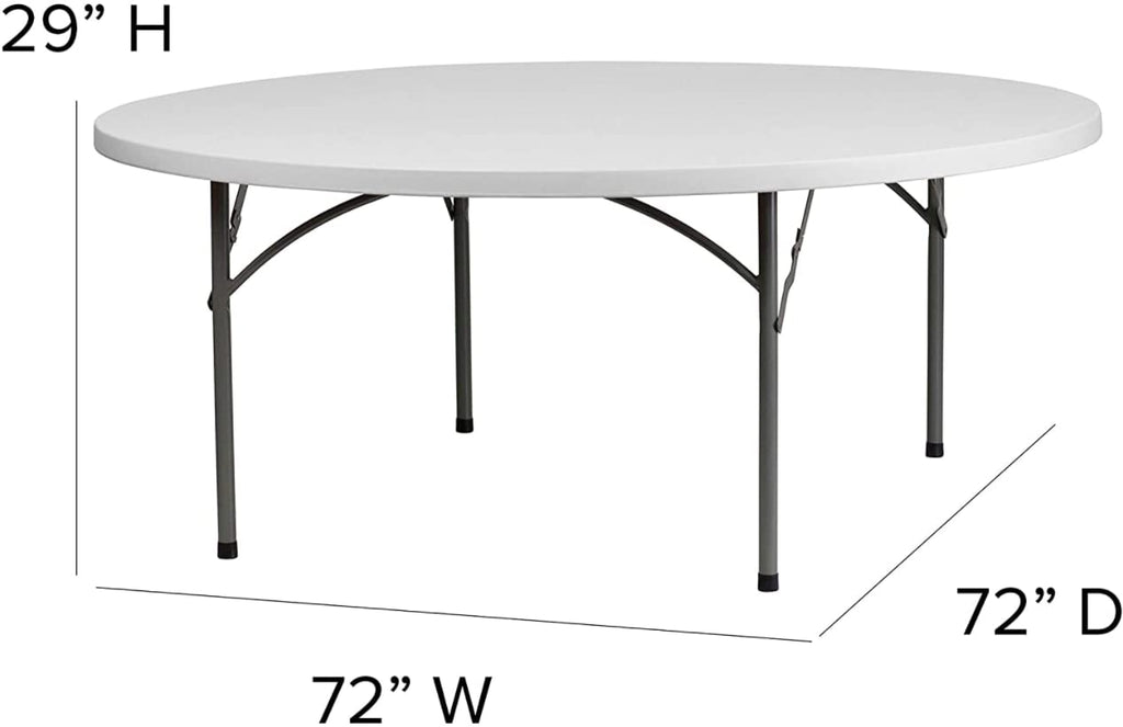 72" Round White Plastic Folding Table T840