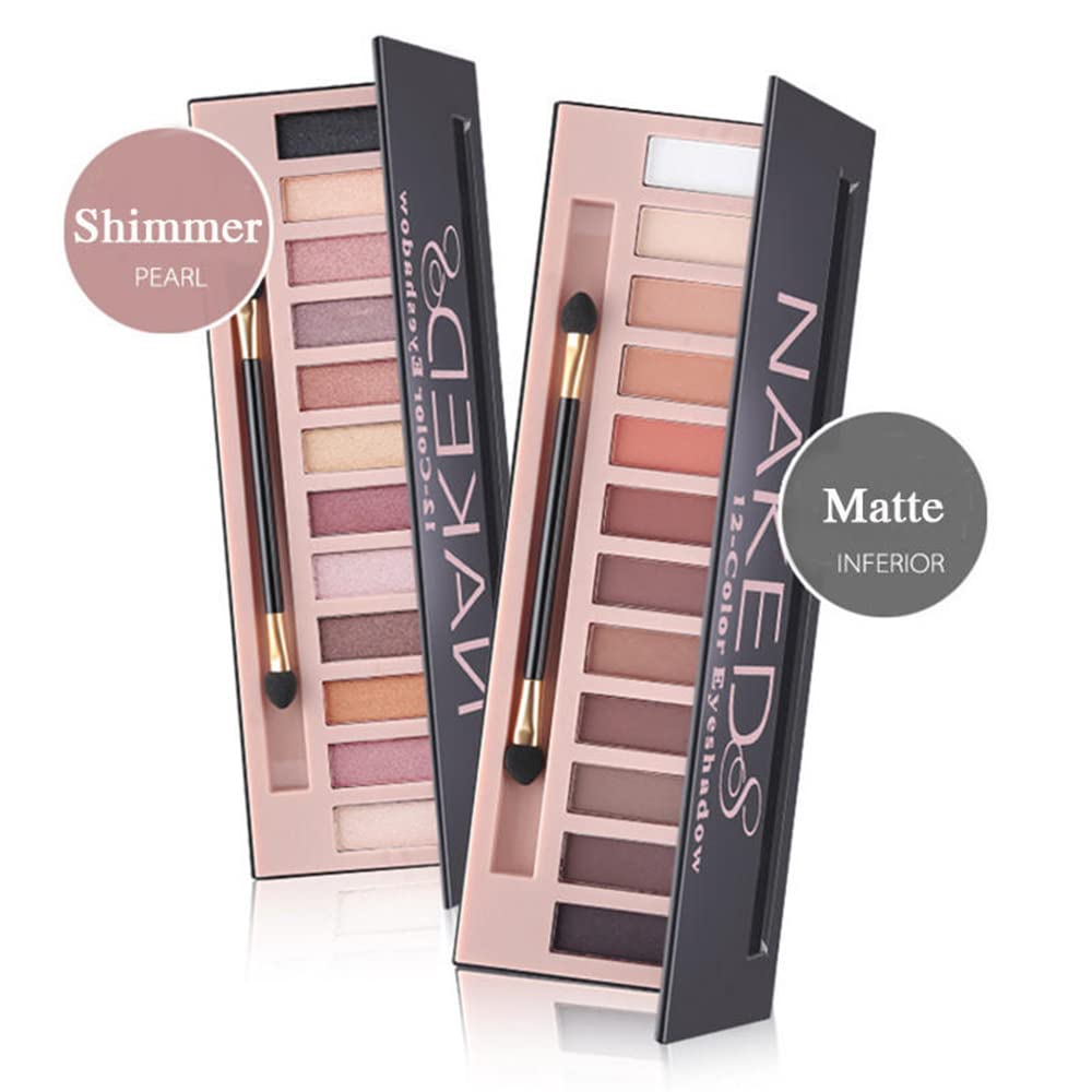 2 Pack Nude Matte Shimmer Glitter Eyeshadow Palette Set T405235