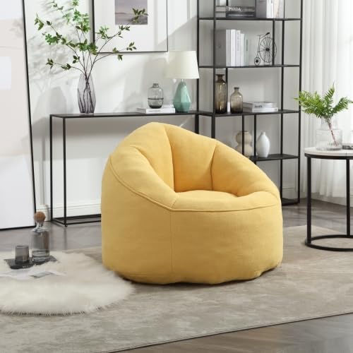 Yellow Memory Foam Bean Bag Chair with Ottoman I324017