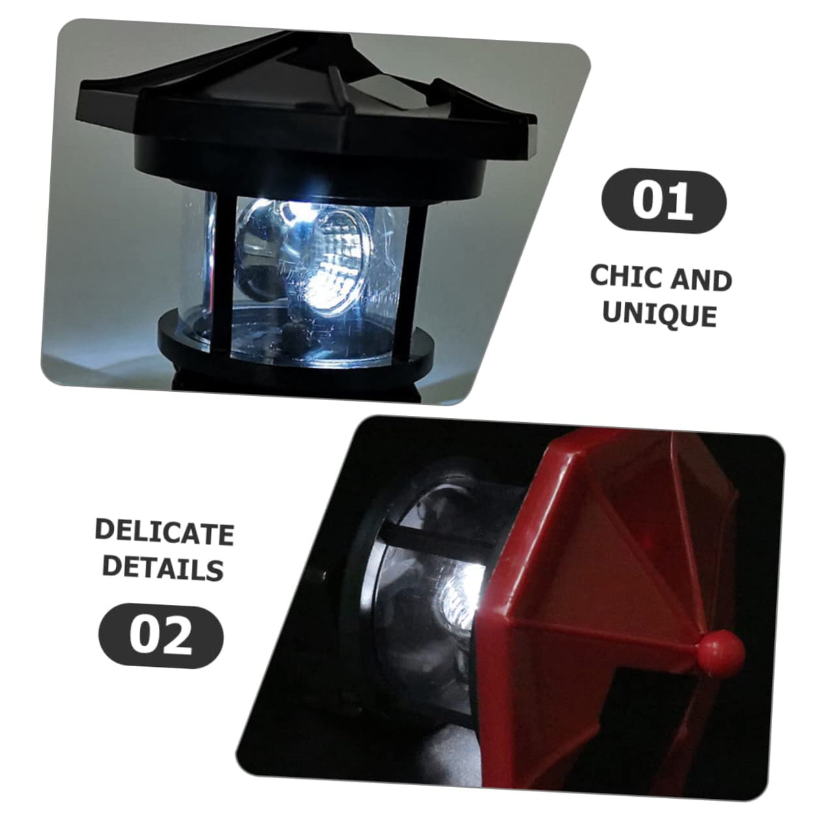 2pcs Solar Powered Rotatable Lighthouse Light Y177