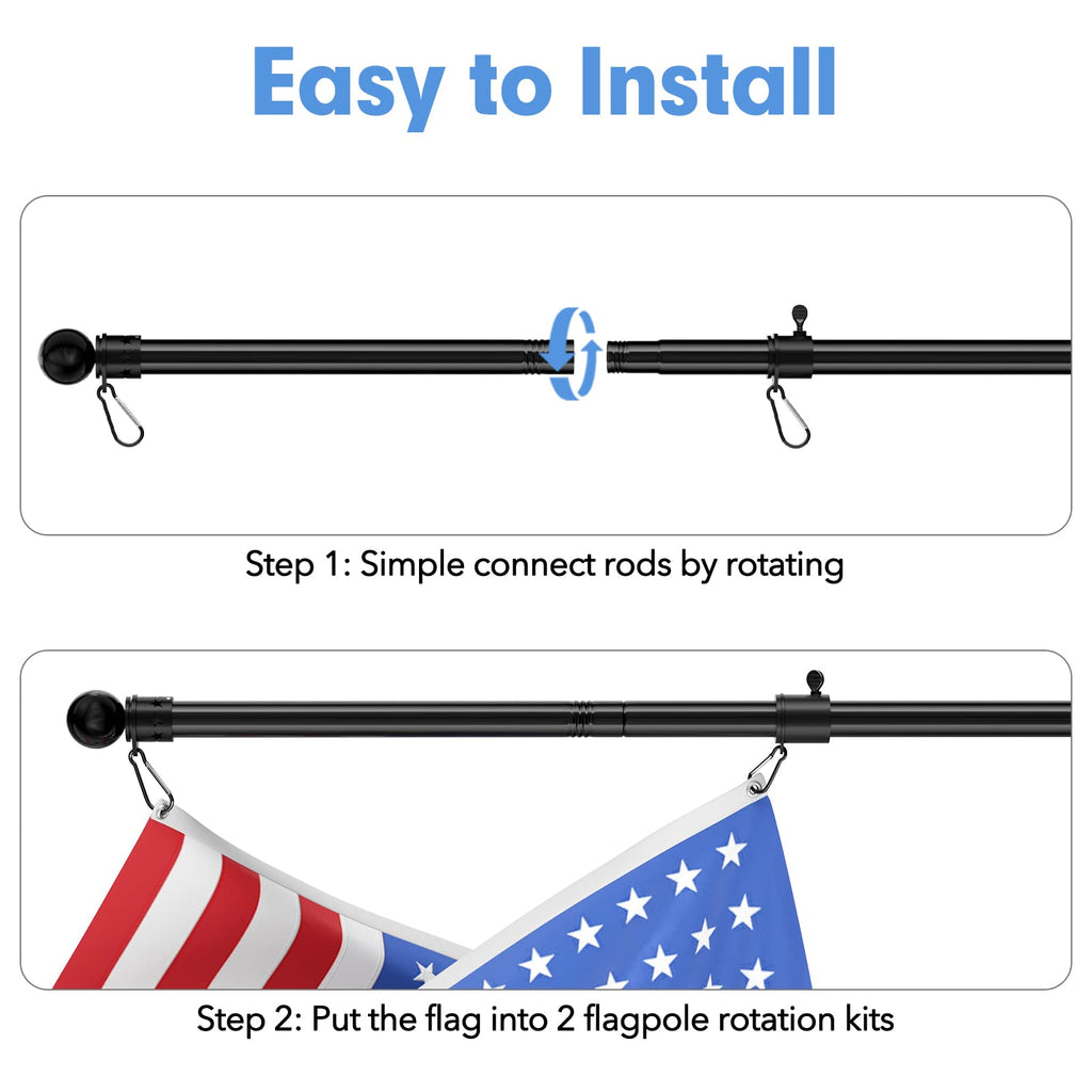 5ft Heavy Duty Black Flag Pole Kit with Holder P914