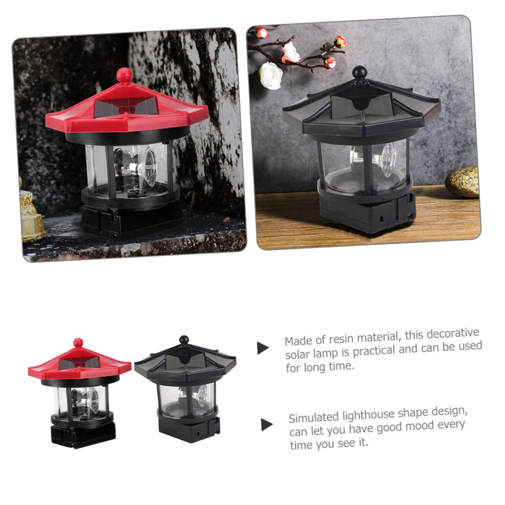 2pcs Solar Powered Rotatable Lighthouse Light Y177