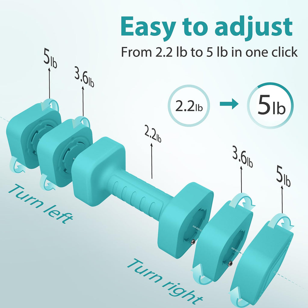 Adjustable Dumbbell Set of 2, 2.2-20LB Free Weights with Anti-slip Handle G378