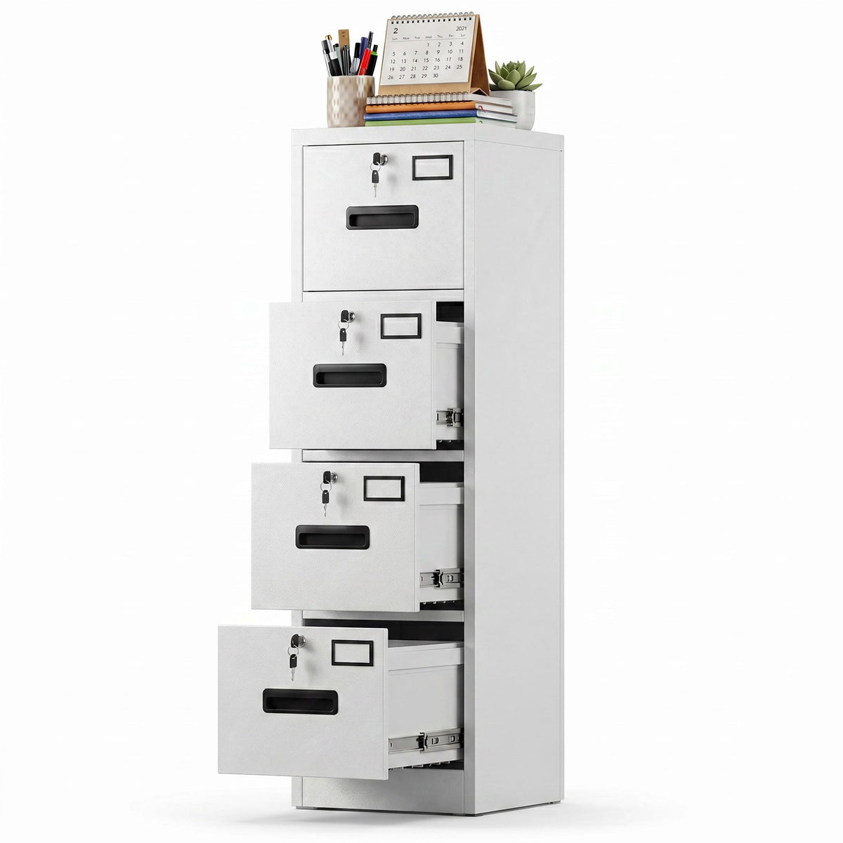 4 Drawer White Metal File Cabinet C496967