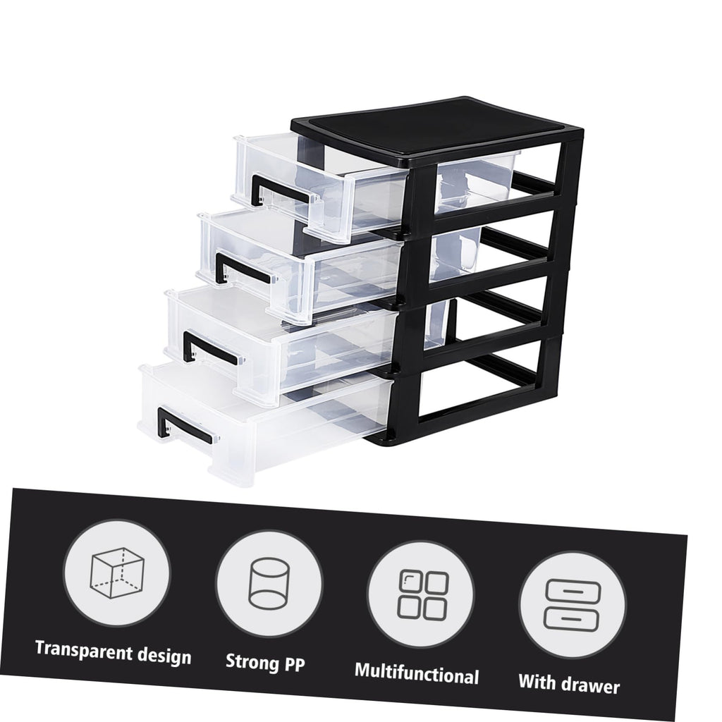 Black Transparent 4-Layer Plastic Drawer Storage Cabinet V61604