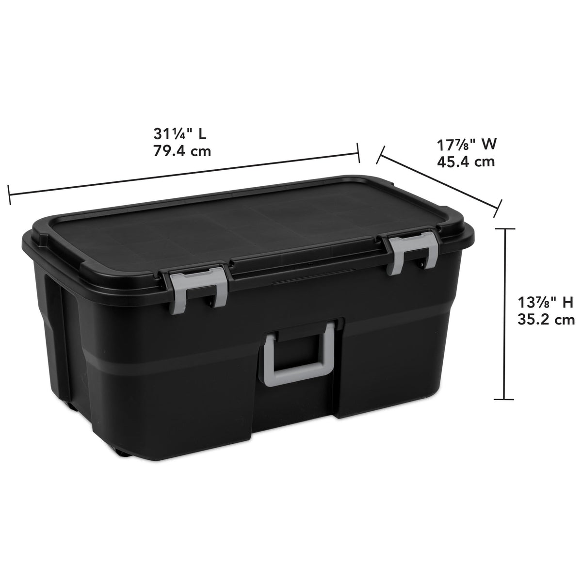 Black 22 Gallon Wheeled Plastic Storage Trunk R695