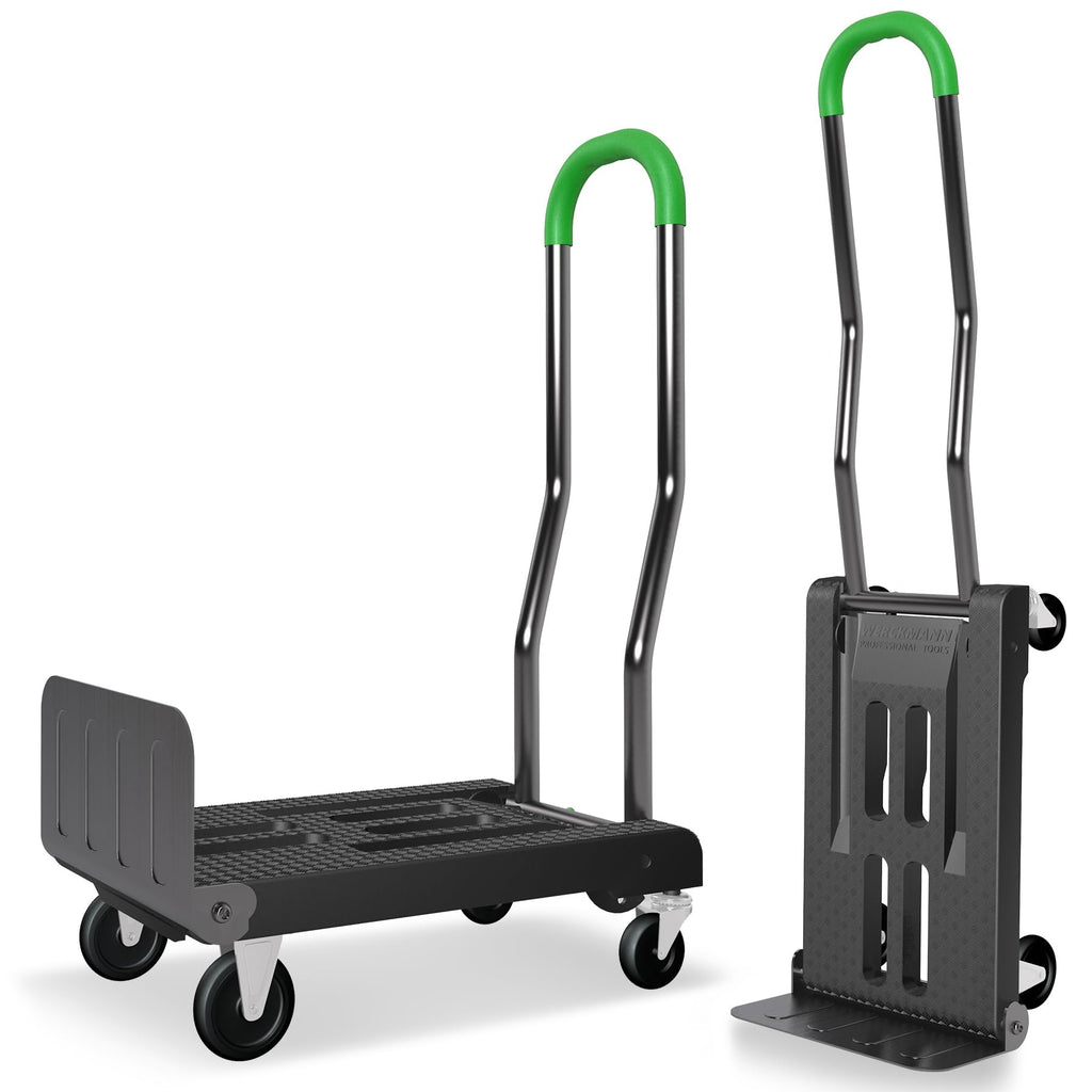2-in-1 Convertible Hand Truck Dolly, 330LBS Capacity, Foldable Black & Dill Green F504