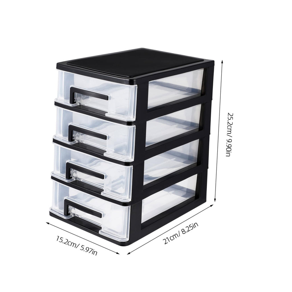 Black Transparent 4-Layer Plastic Drawer Storage Cabinet V61604