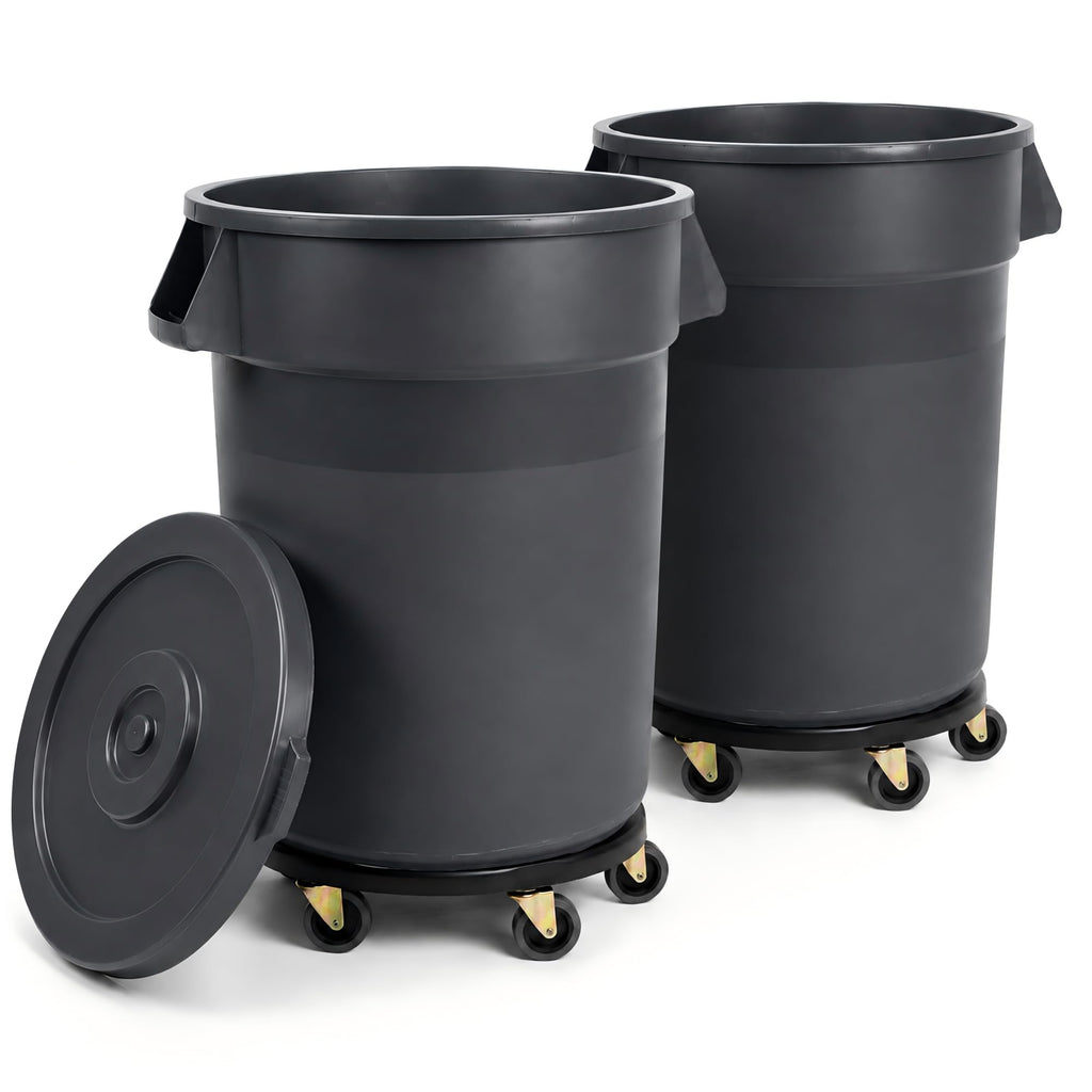 32 Gallon Trash Can with Wheels and Lid, 2 Pack B6665