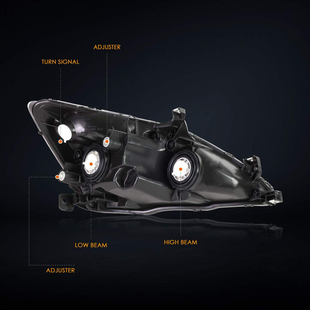 Headlights Assembly Pair of Halogen Headlamps with Chrome Housing Amber Corner B8970
