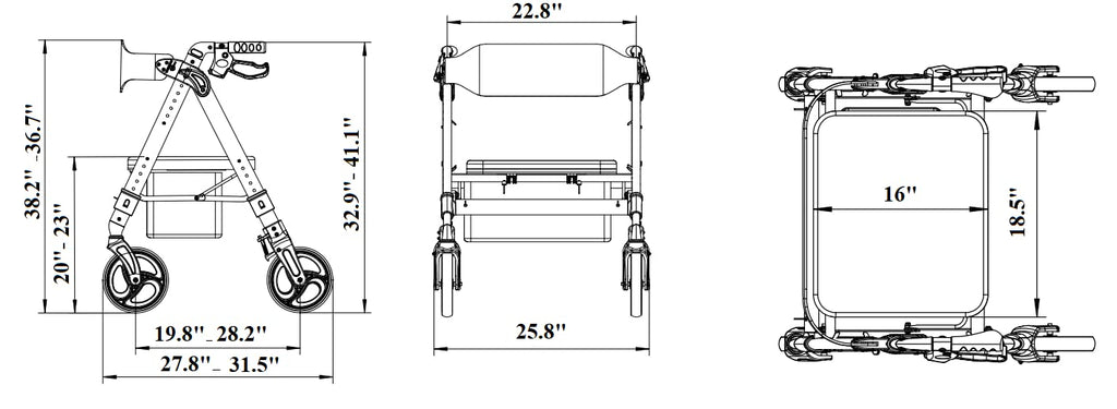 Heavy Duty 4 Wheel Rollator Walker with Seat K14396