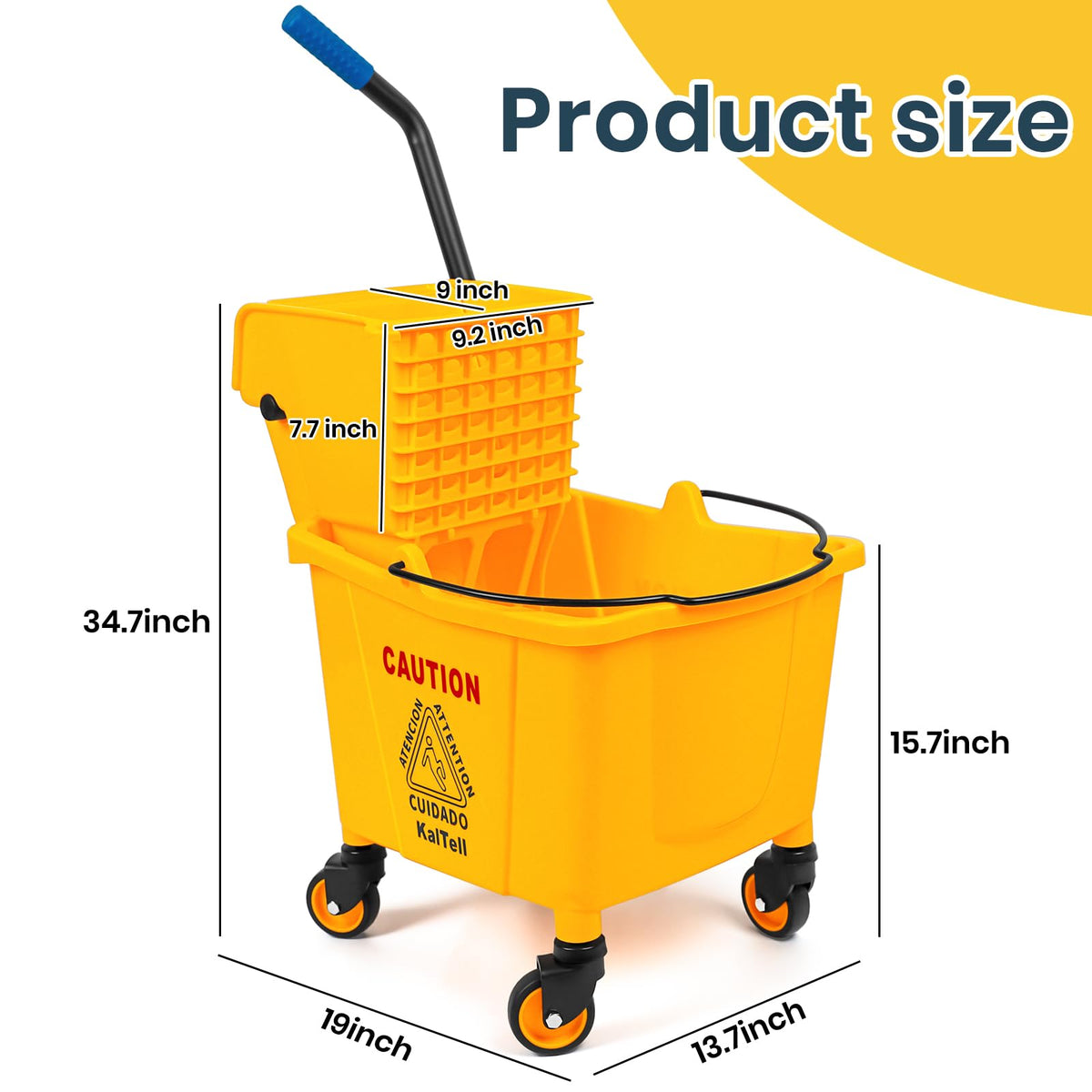 35 Qt Commercial Mop Bucket with Side Press Wringer on Wheels D692994