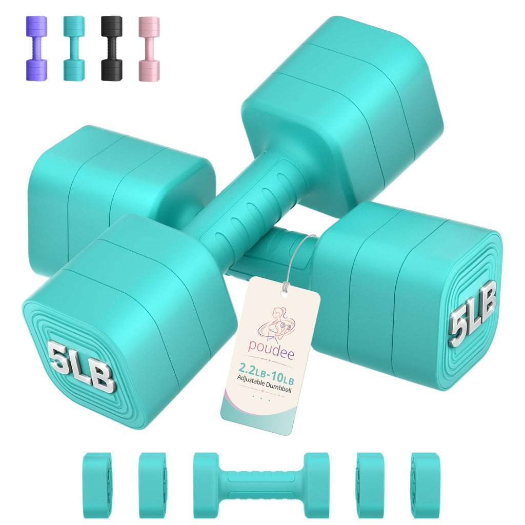 Adjustable Dumbbell Set of 2, 2.2-20LB Free Weights with Anti-slip Handle G378