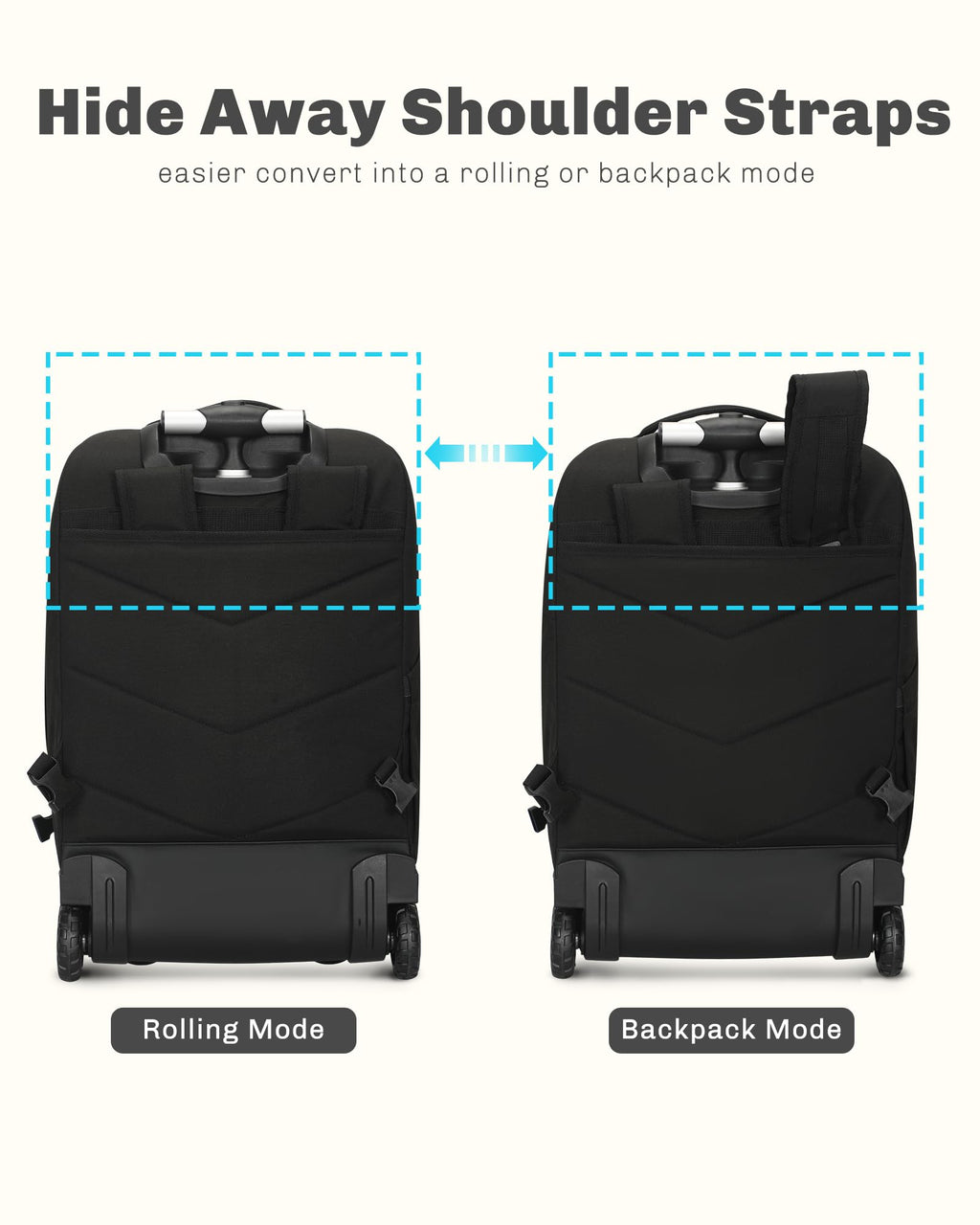 Rolling Backpack with Wheels 43L with Packing Cubes Set O349366