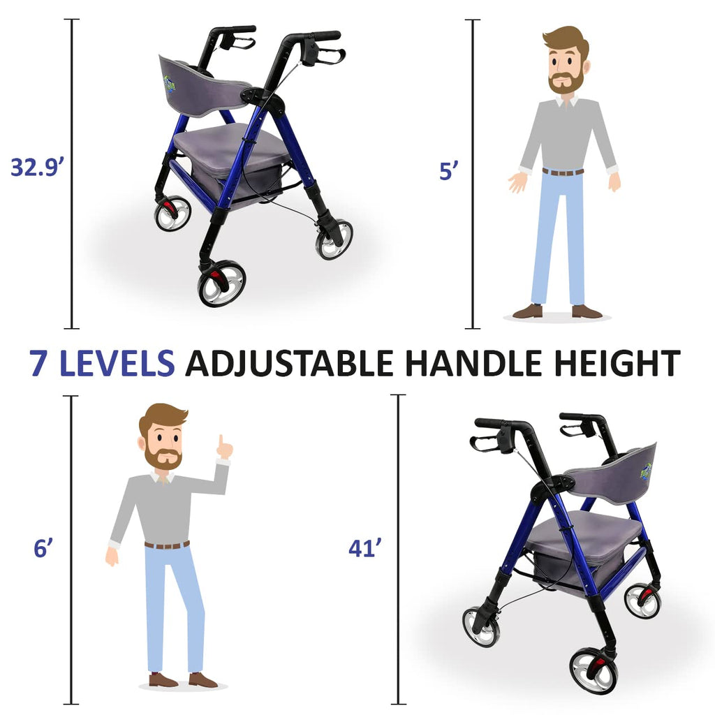 Heavy Duty 4 Wheel Rollator Walker with Seat K14396