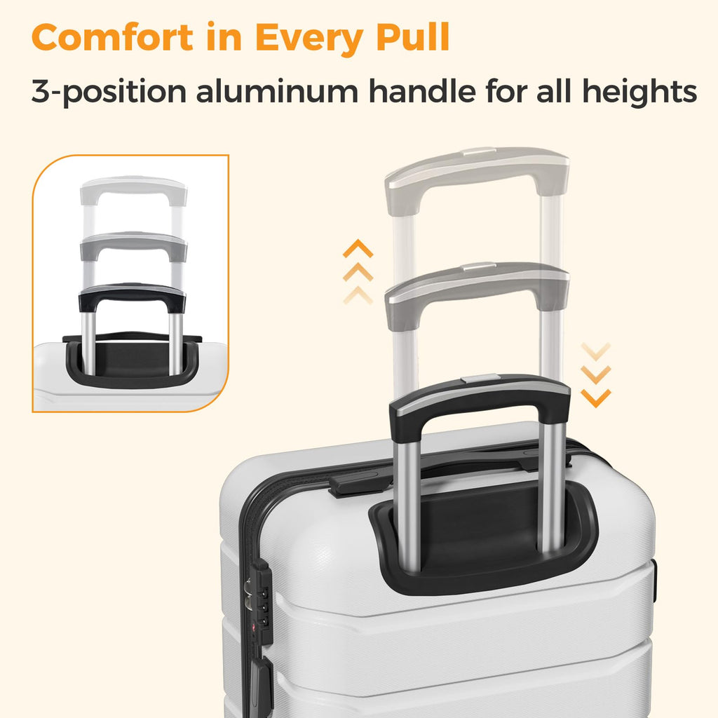 20 Inch White Hard Shell Carry on Luggage L409281