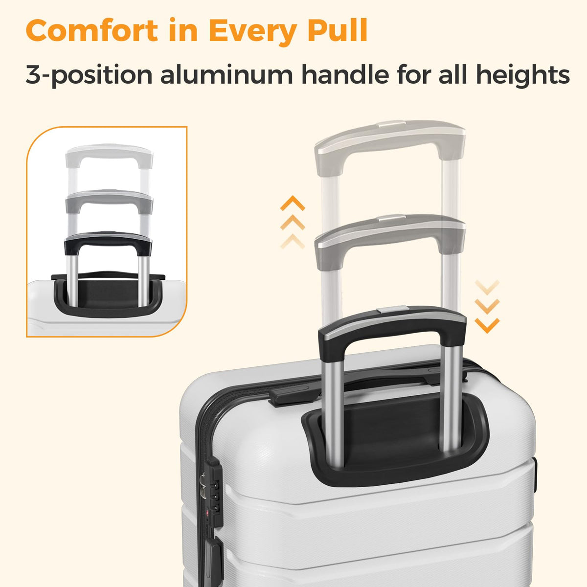 20 Inch White Hard Shell Carry on Luggage L409281