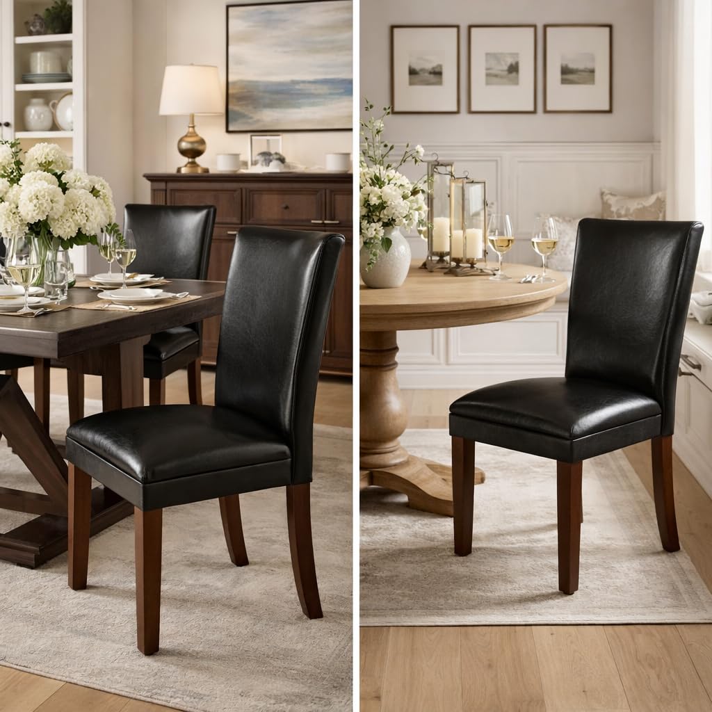 Black Faux Leather Dining Chair Set of 2 M139