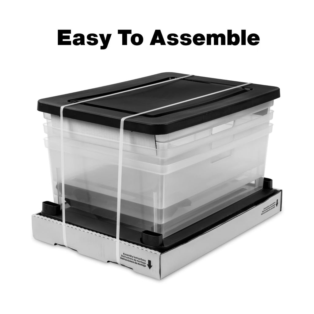 Black 3 Drawer Plastic Storage Organizer Tower with Clear Bins M1392