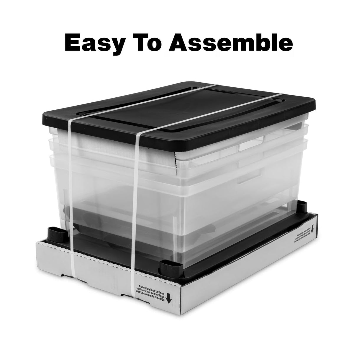 Black 3 Drawer Plastic Storage Organizer Tower with Clear Bins M1392