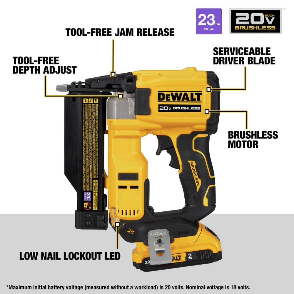 20V MAX Brushless Cordless 23 Ga. Pin Nailer Kit N374