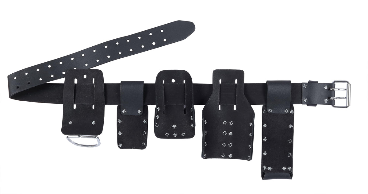 Black Leather 5-Piece Tool Belt Set I613759