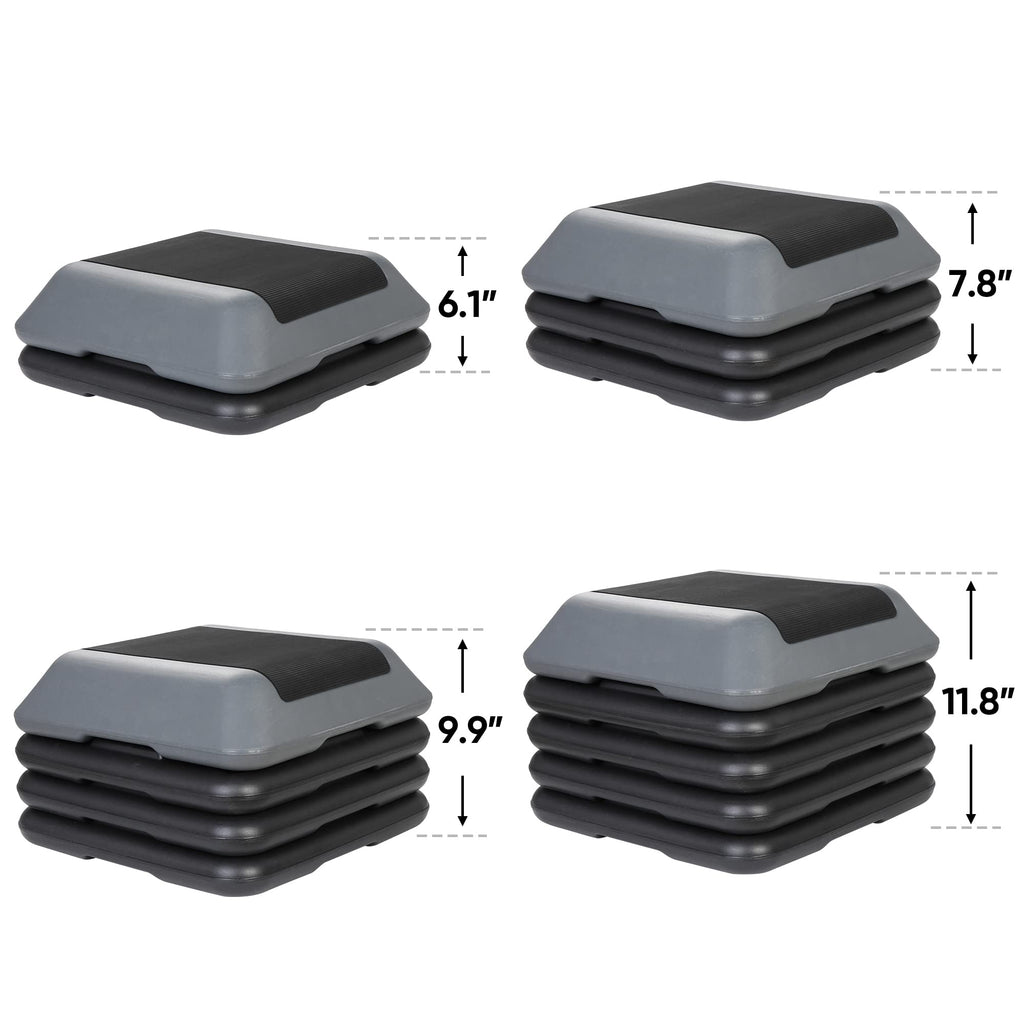 Height Adjustable Step Aerobic Platform with 4 Risers L47349