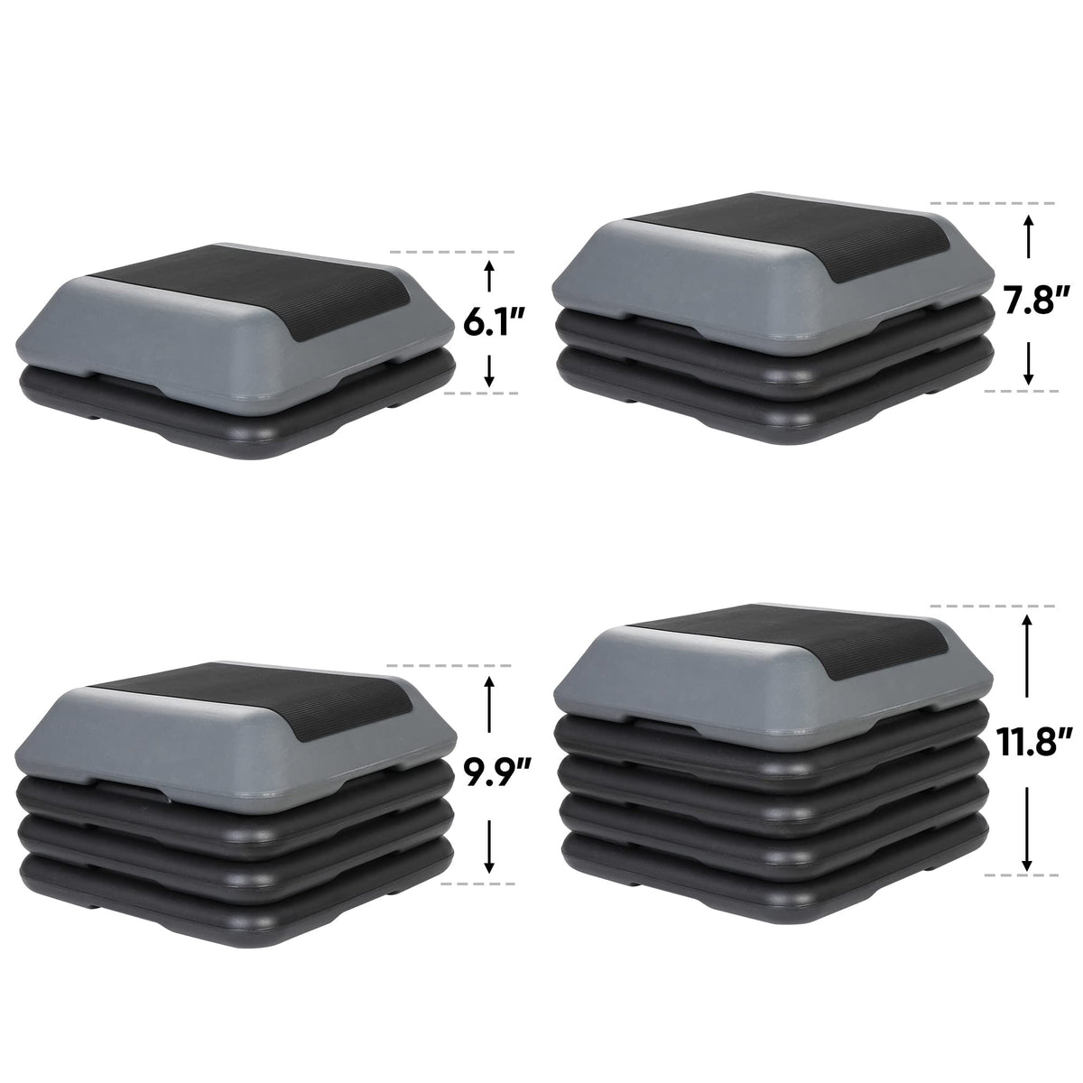 Height Adjustable Step Aerobic Platform with 4 Risers L47349