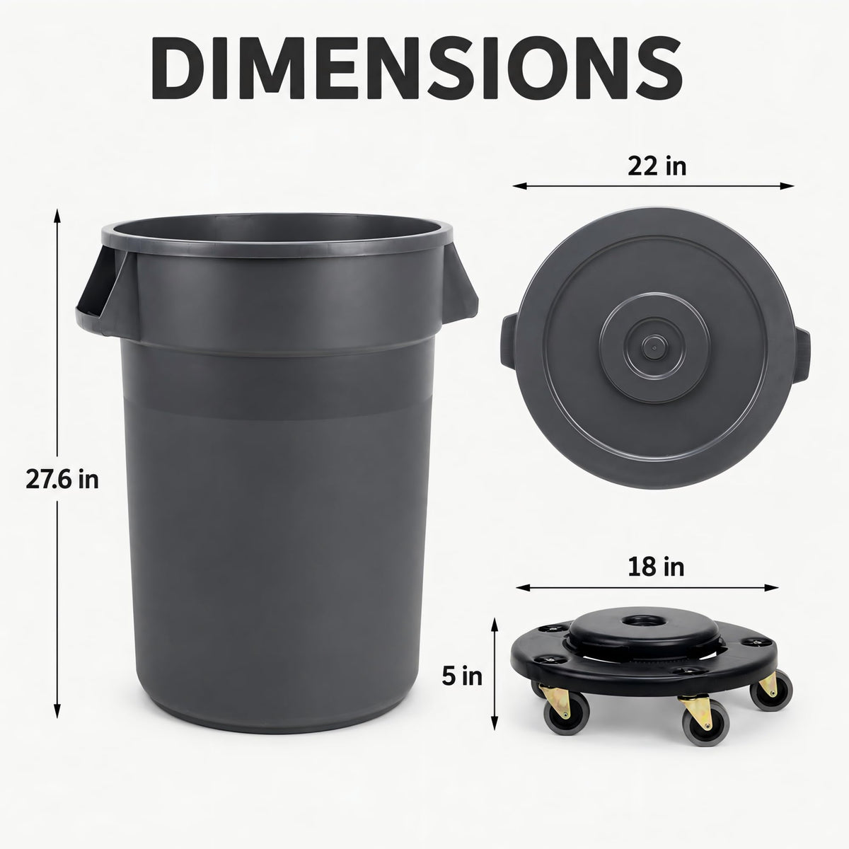 32 Gallon Trash Can with Wheels and Lid, 2 Pack B6665