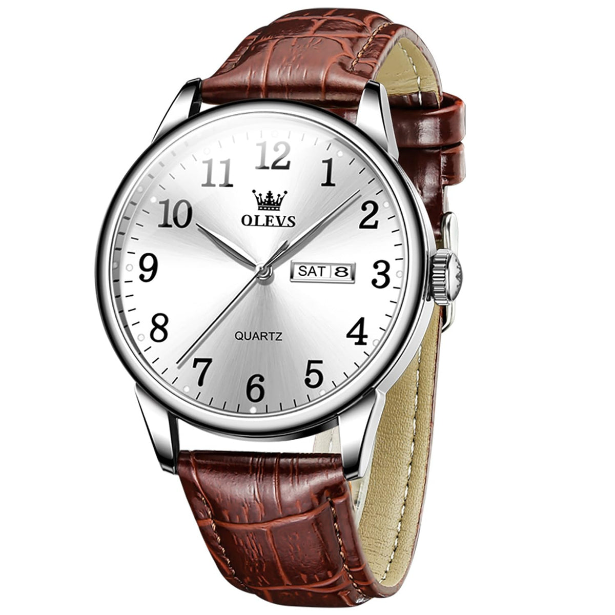 Men Waterproof Leather Band Analog Quartz Watch M7274
