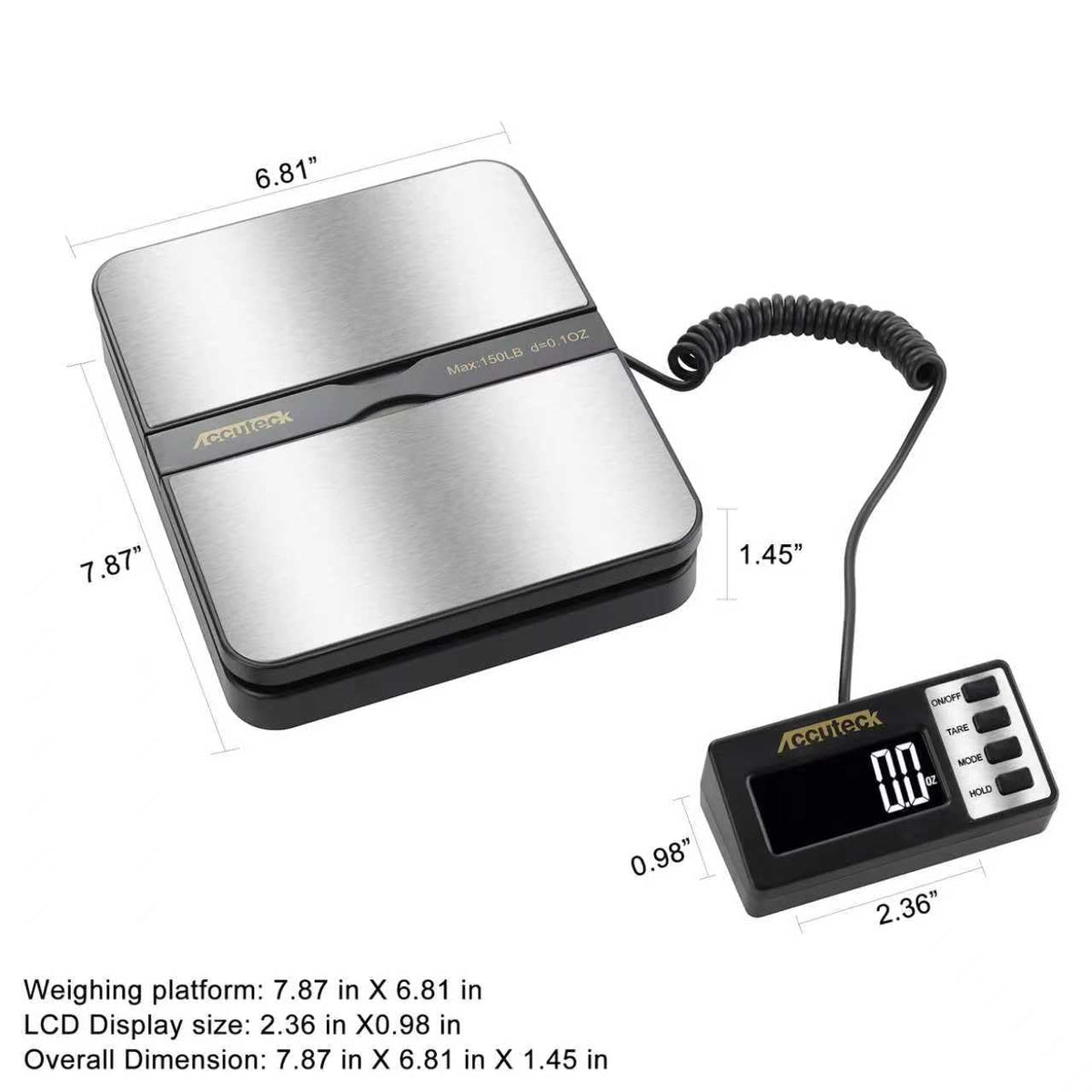 150Lbs 0.1OZ Digital Postal Scale Stainless Steel H49234
