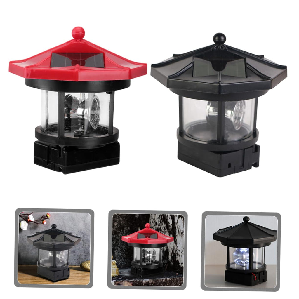 2pcs Solar Powered Rotatable Lighthouse Light Y177