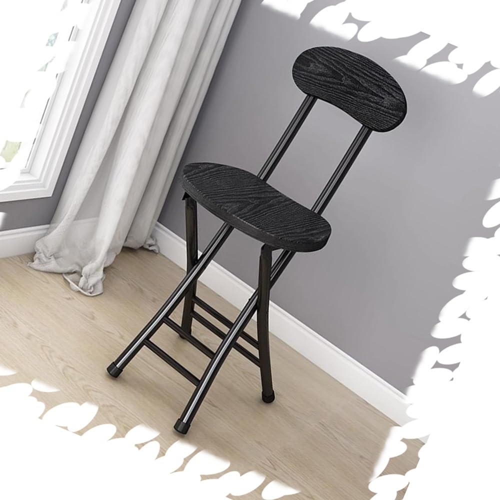 18" Black Foldable Counter Height Bar Stools with Backrest I466672