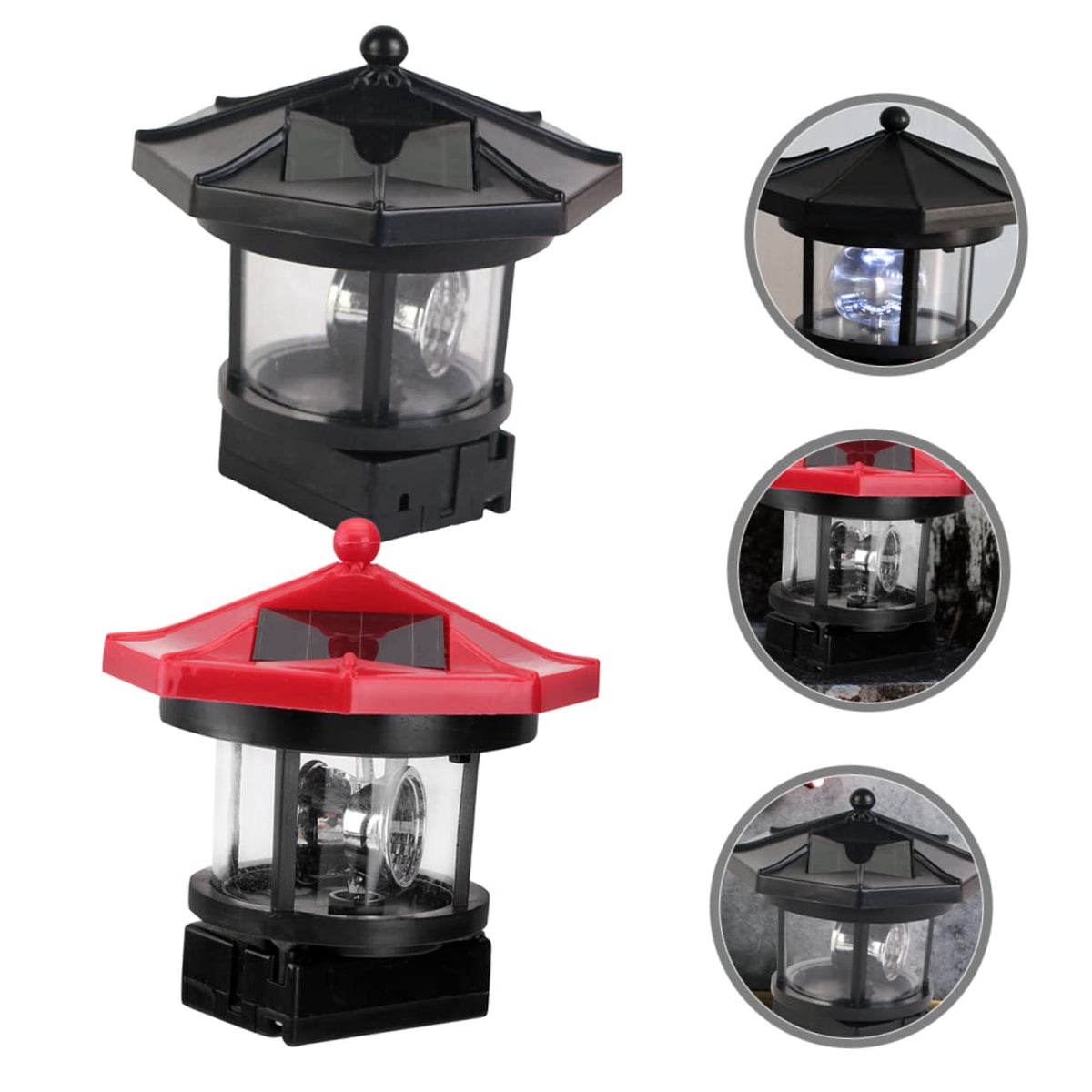 2pcs Solar Powered Rotatable Lighthouse Light Y177
