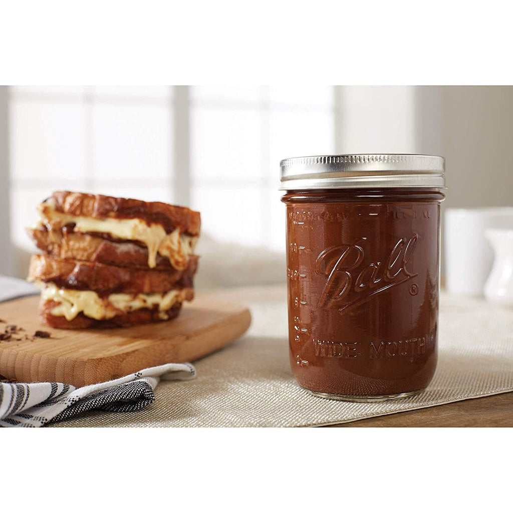 Wide Mouth Glass Mason Jars with Lids and Bands, 12 Pint Size 16 Ounce Q2199
