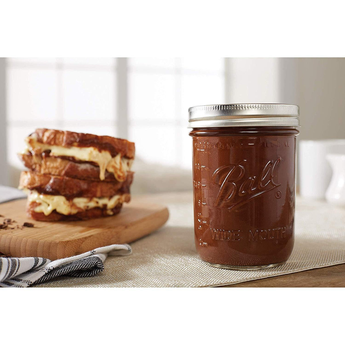 Wide Mouth Glass Mason Jars with Lids and Bands, 12 Pint Size 16 Ounce Q2199