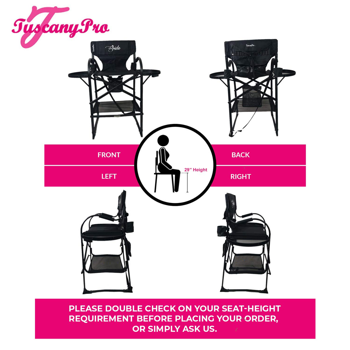 Heavy Duty Director Chair with Adjustable Seat Height D369