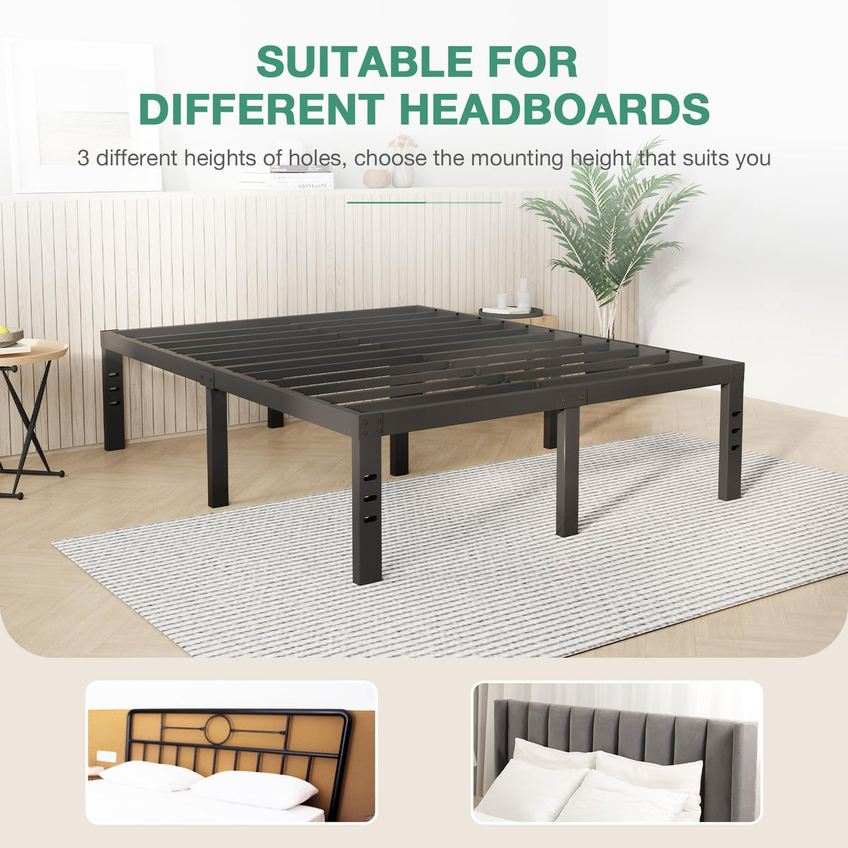Queen Size 14 Inch Metal Platform Bed Frame D5187