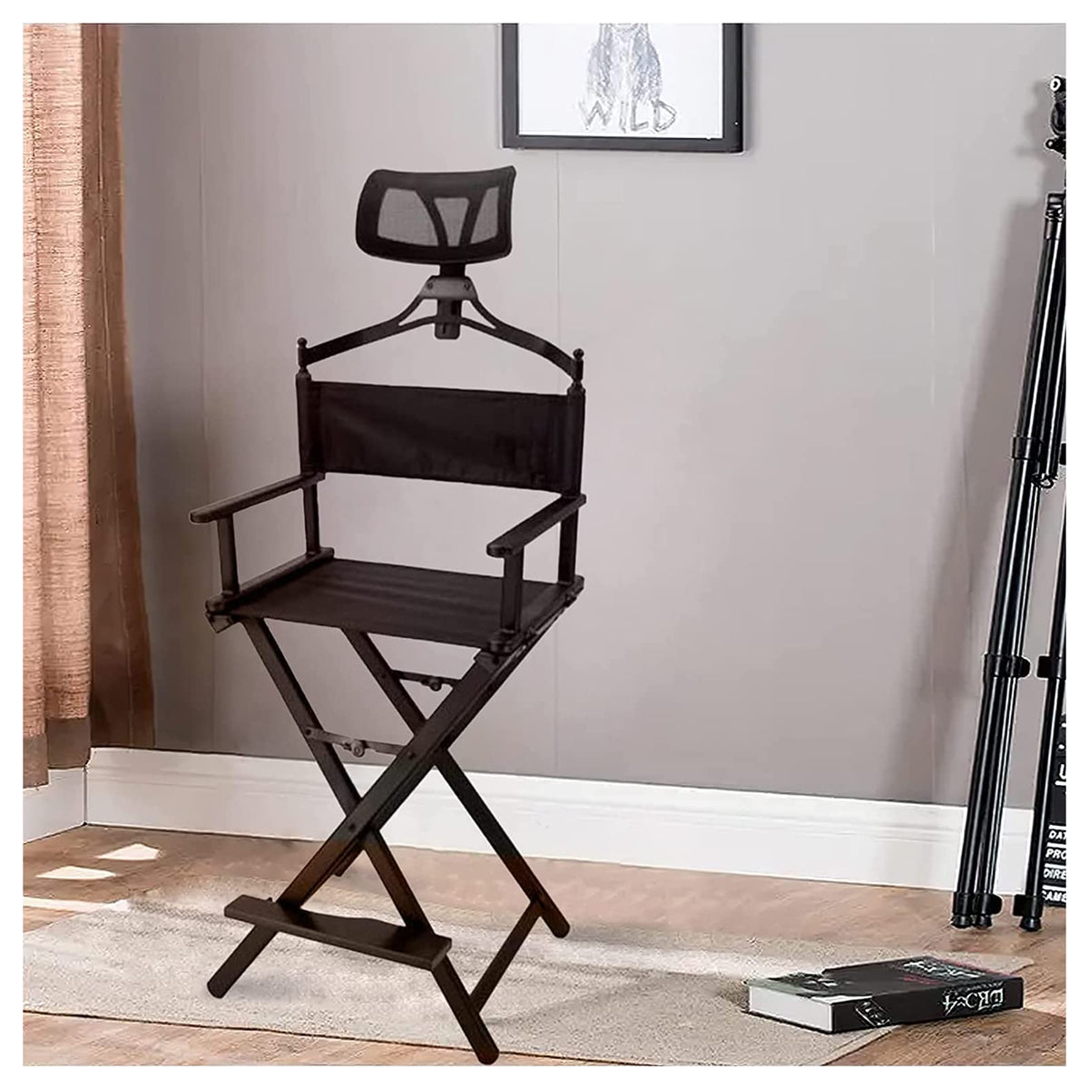 31 Inch Tall Aluminum Director Chair with Headrest and Footrest R5228