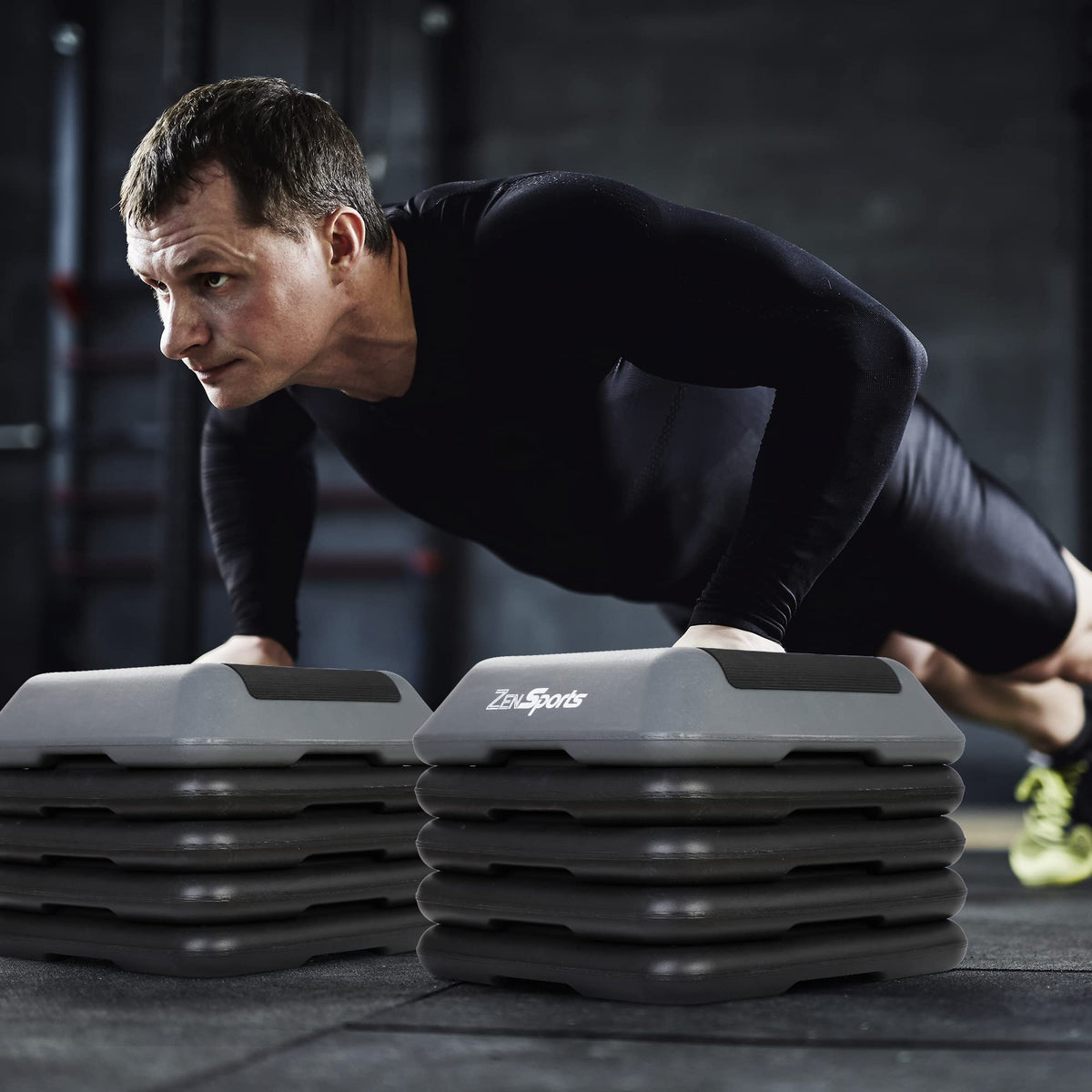 Height Adjustable Step Aerobic Platform with 4 Risers L47349