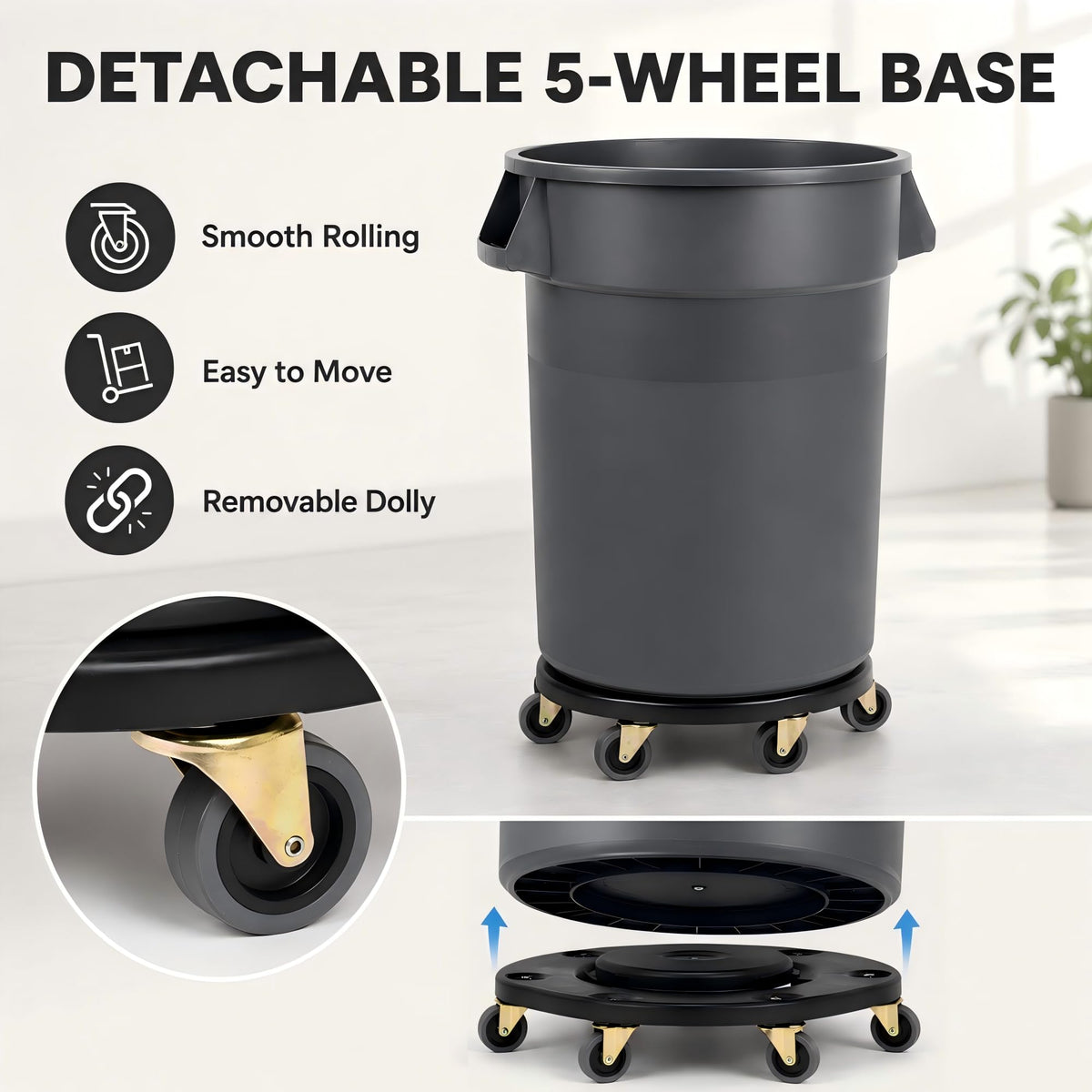 32 Gallon Trash Can with Wheels and Lid, 2 Pack B6665