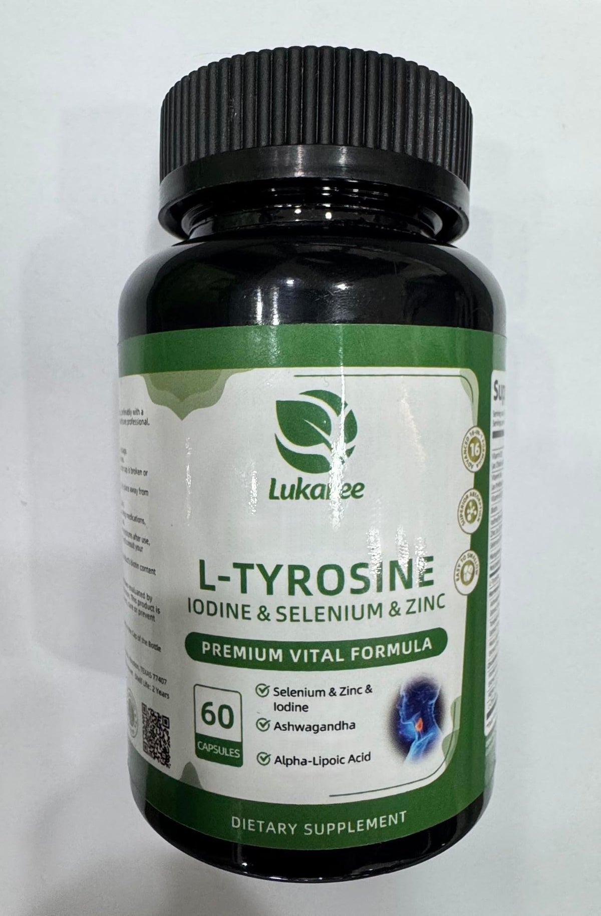 Selenium with Iodine, Zinc L-Tyrosine 500mg, Ashwagandha, 16-in-1 Multivitamin Formula, 90 Capsules H56154
