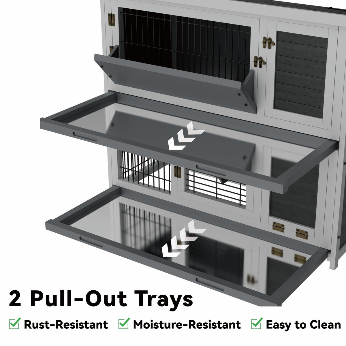 Large 2-Story Rabbit Hutch with Hay Feeder W455