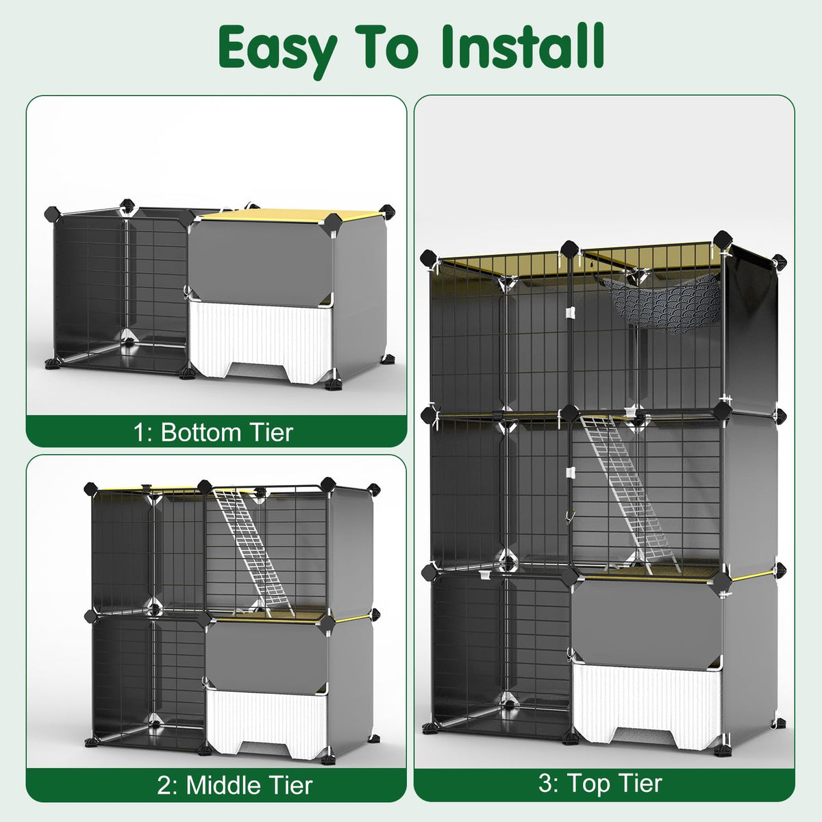 3-Tier Cat Cage with Litter Box H203411