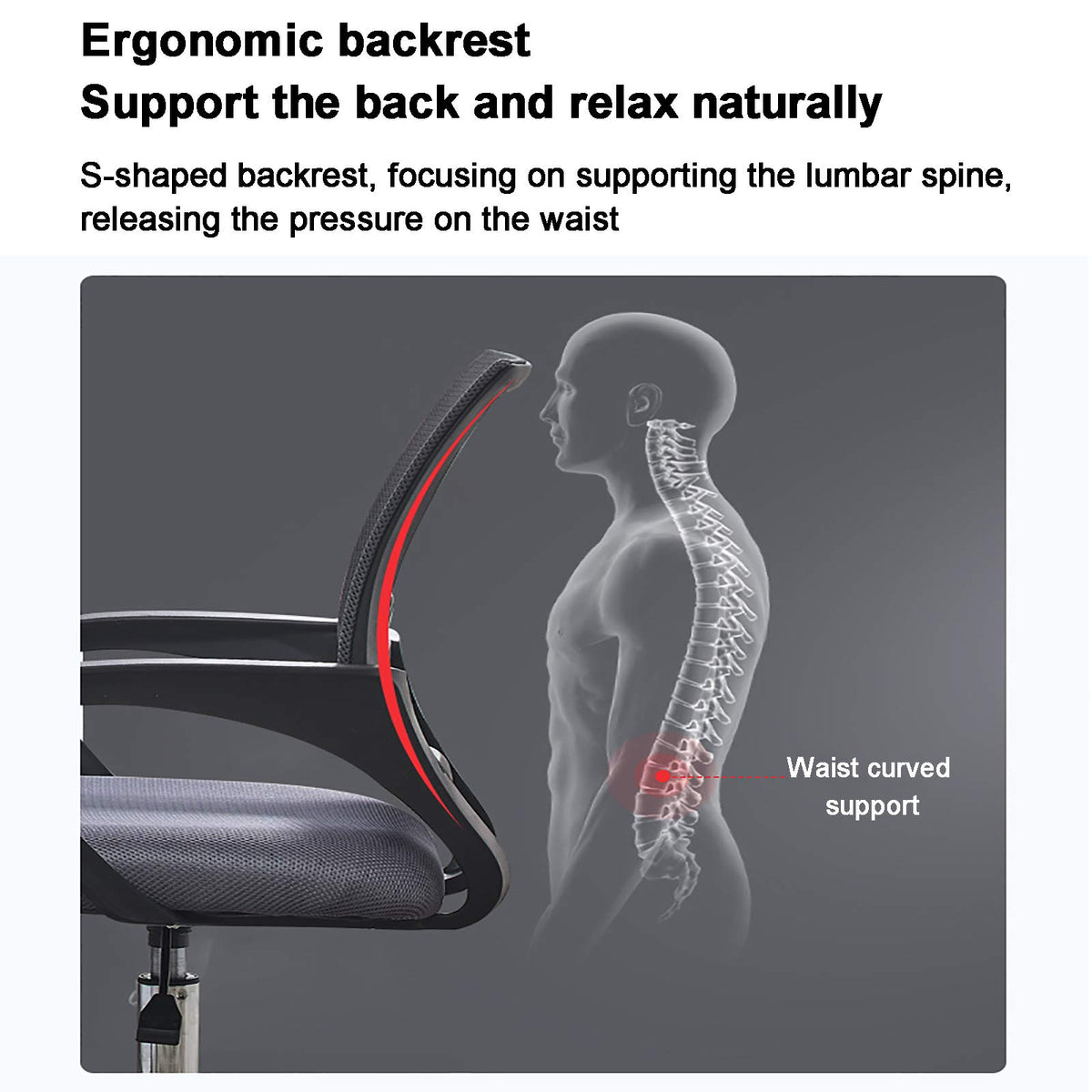 Orange Mesh Ergonomic Office Chair with Lumbar Support S605